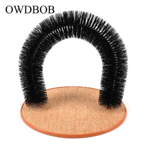 OWDBOB Funny Pet Massage Arch Pet Dog Cat Self Groomer With Round Fleece Base Cat Toy Brush Pets Scratching Devices Pet Supplies